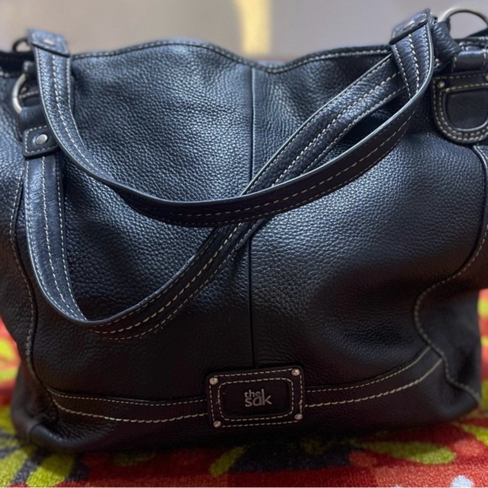 The Sak Black Pebbled Leather Shoulder Bag